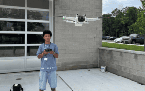 A student flies a drone