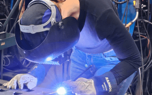 Ashlee Lore, a student at the Cumberland County Technical Education Center, uses the same tools and technology in the classroom that professional welders use.