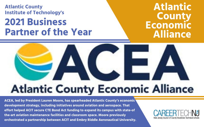ACIT presents Lauren Moore and the Atlantic County Economic Alliance with 2021 Business Partner of the Year honor