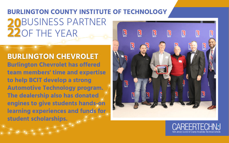 Burlington County Institute of Technology recognizes Burlington Chevrolet as 2022 Business Partner of the Year
