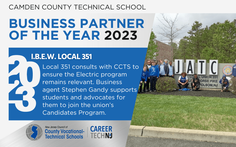 Camden County Technical Schools names I.B.E.W. Local 351 as Business Partner of the Year