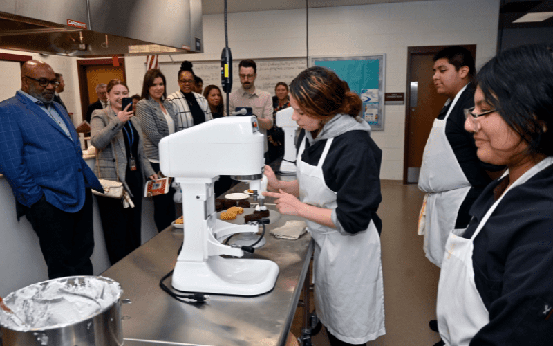 Students, staff and special guests of Camden County Technical School in Pennsauken celebrated the grand opening of the new culinary and baking wing on campus.