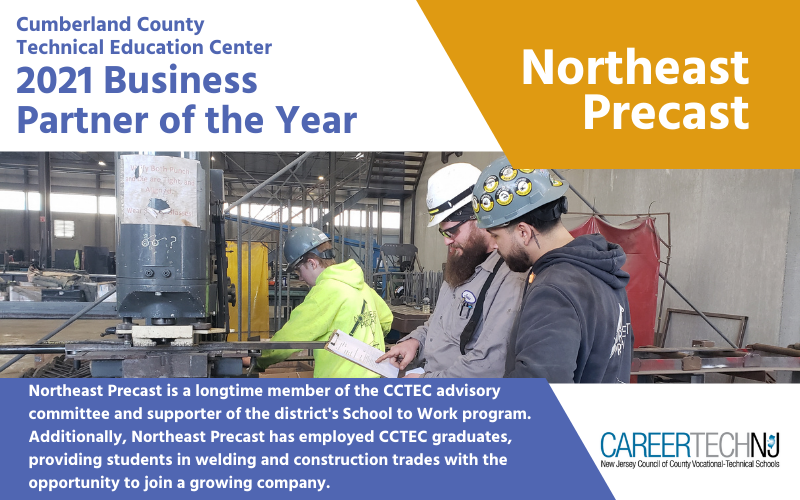 Cumberland County Technical Education Center selects Northeast Precast as 2021 Business Partner of the Year