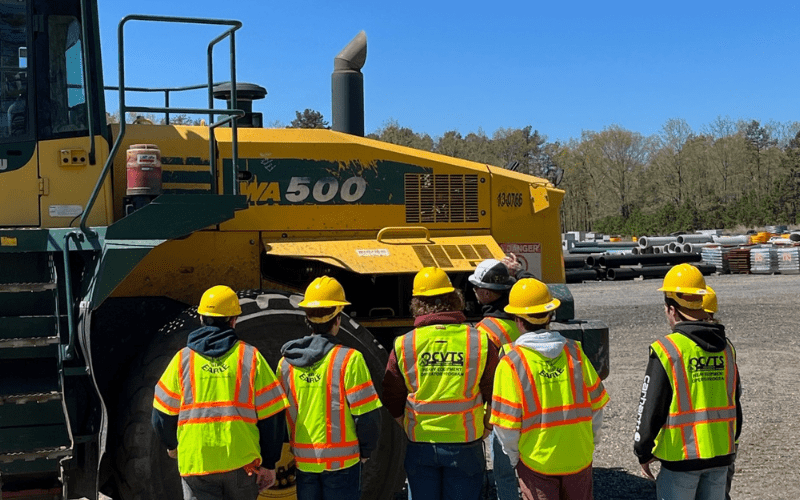 Ocean County Vocational Technical School students enrolled in the Heavy Equipment Operator Program (HEOP) benefit from on-the-job training provided by the Earle Company.