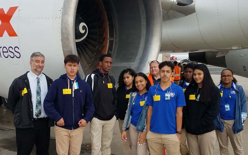 Passaic County students tour a FedEx facility