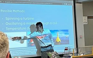 Bill Wang, a recent graduate of Bergen County Technical High School, presents his idea at the Rutgers Conference on Climate Change about a project he completed during his senior-year internship.