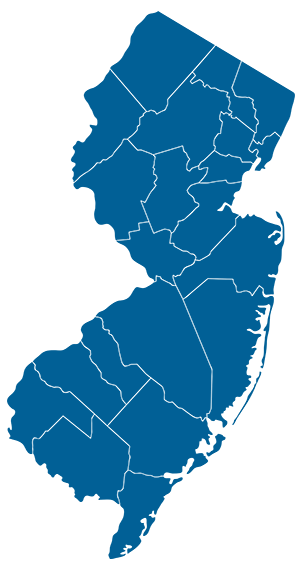 Map of New Jersey - Showing Counties