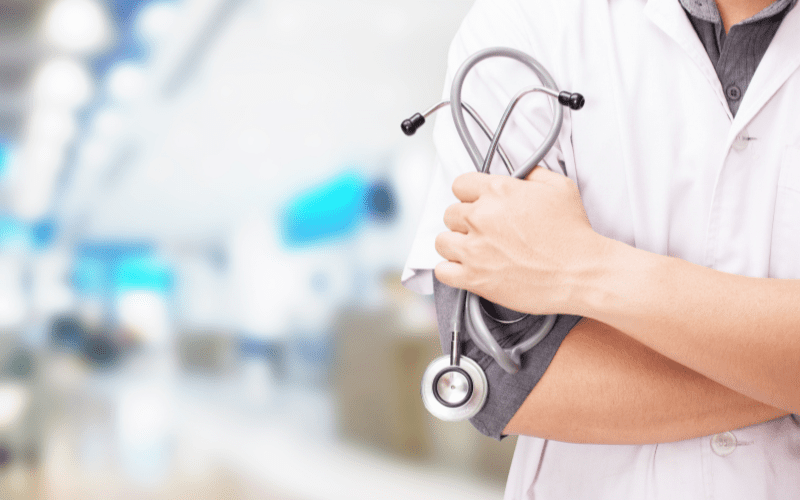 Nursing student holding stethoscope