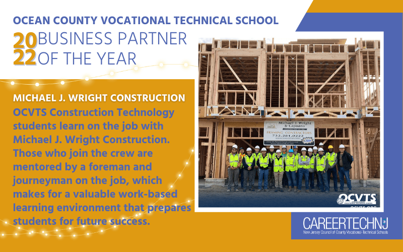 Ocean County Vocational Technical School names Toms River-based construction company as 2022 Business Partner of the Year