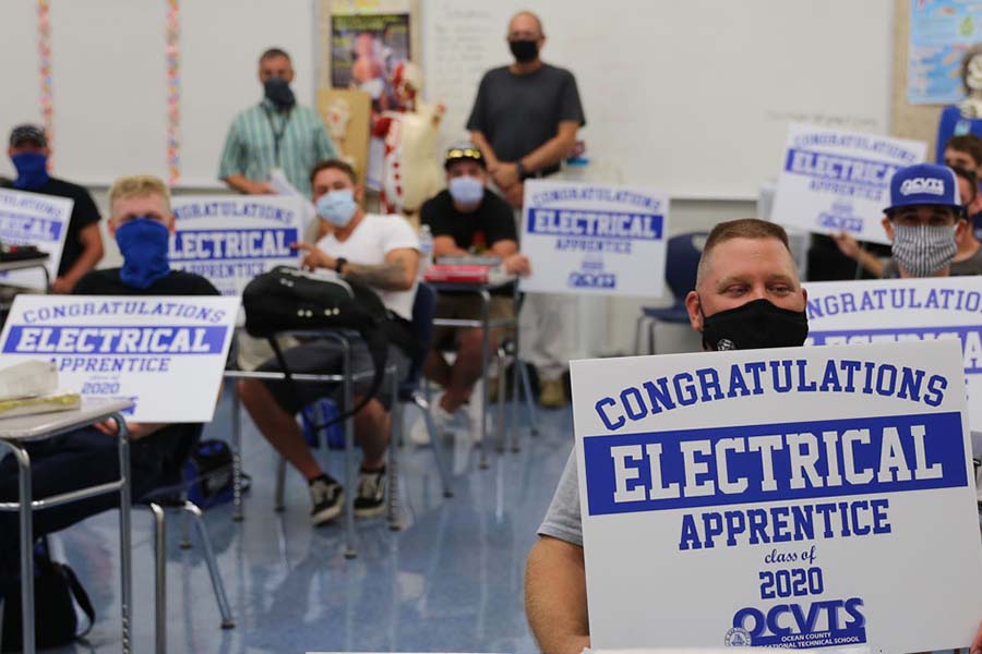 Ocean County electrical apprentices celebrate their program completion.