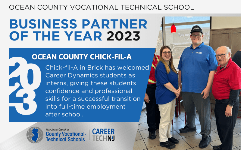 Ocean County Vocational Technical School honors Chick-fil-A in Brick as 2023 Business Partner of the Year