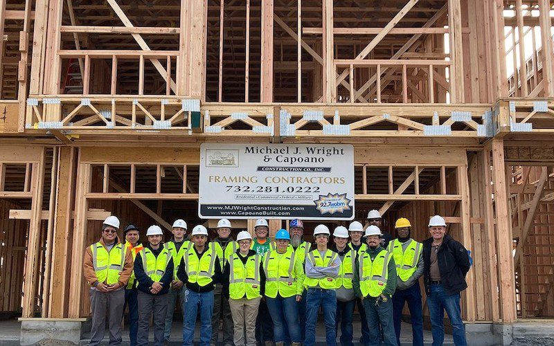 Michael J. Wright Construction & Capoano Framing Contractors Inc. pairs foremen and journeymen with students from Ocean County Vocational Technical School for on-the-job mentorship.