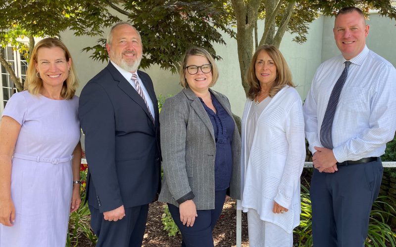 James Pedersen, Ed.D., is pictured second from left with colleagues from the New Jersey Council of County Vocational-Technical Schools (NJCCVTS): Jackie Burke, executive director of the NJCCVTS, is far left; Gwen Ryan, secretary of the NJCCVTS and superintendent of Union County Vocational-Technical Schools, is center; Karen Homiek, treasurer of the NJCCVTS and superintendent of Ocean County Vocational Technical School, is second from right; and Gus Modla, president-elect of the NJCCVTS and superintendent of Sussex County Technical School, is far right.