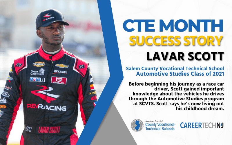 CTE Success Story: Stock car driver Lavar Scott got a competitive advantage through his Salem County Vocational Technical School education