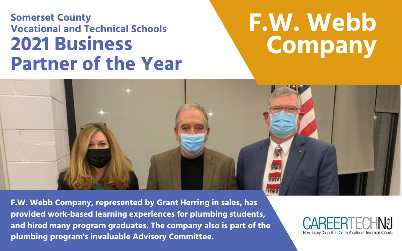 Somerset County Vocational & Technical Schools selects F.W. Webb Company as 2021 Business Partner of the Year