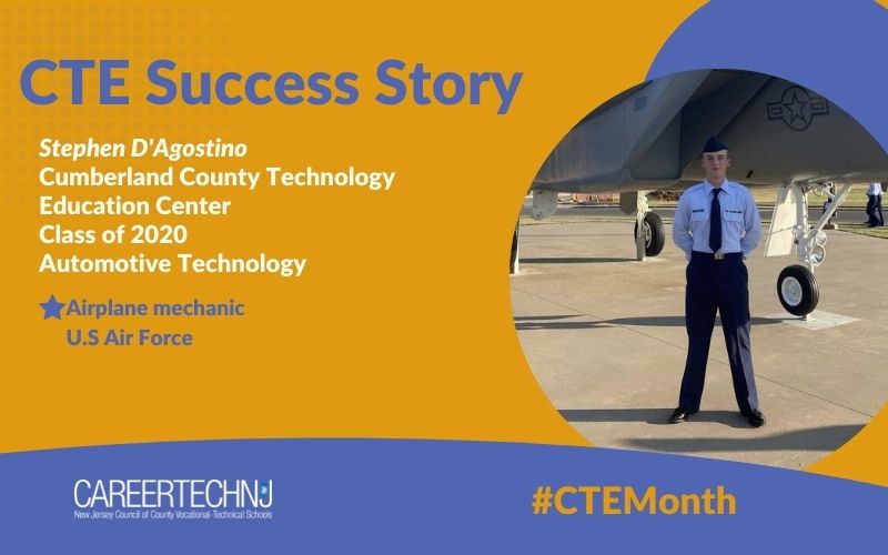 CTE Success Story: Stephen D’Agostino applies his training as an airplane mechanic for the U.S. Air Force