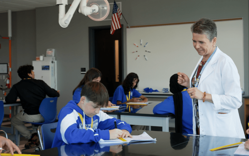 Dr. Ganna Osetska, a biotechnology instructor in Passaic County Technical Institute's new John Currie Biotechnology Innovation Center, makes the most of a customized learning environment where students spend four years developing important research skills.