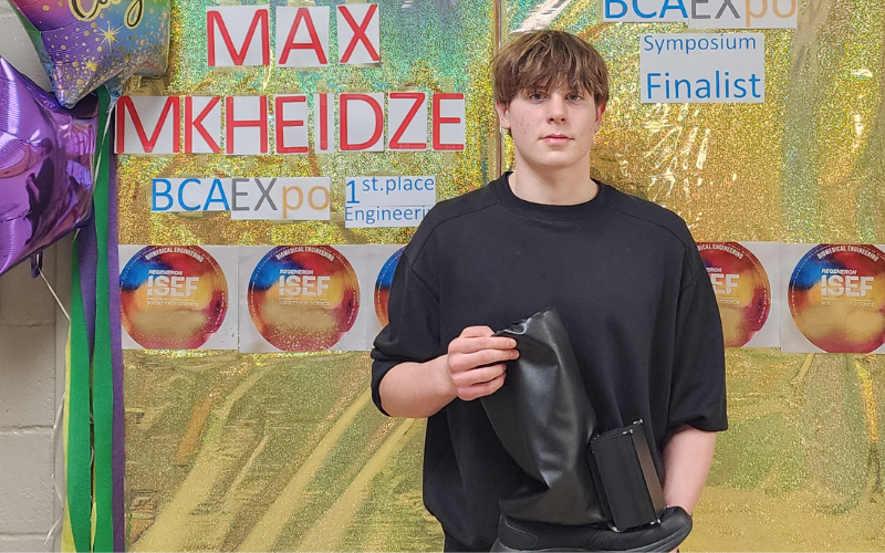 Bergen County Technical Schools alumnus Maximilian Mkheidze studied culinary arts in high school, but took advantage of the opportunity to take an elective in the Bergen County Academies Mechatronics Research Lab. He developed a boot to treat edema, ultimately discovering a passion and talent for engineering. He was accepted to the Cornell School of Engineering. -Provided by Bergen County Technical Schools