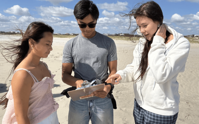 Students observing wave energy