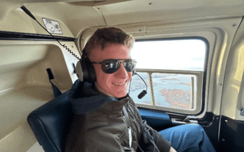 Student in cockpit